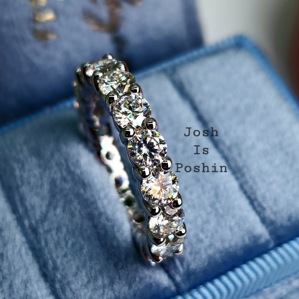 Moissanite full eternity band in sterling silver